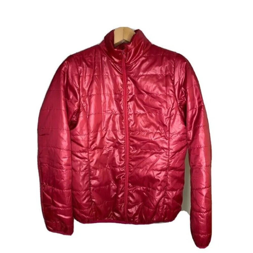 West Loop Jacket Womens Large Red Puffer Raspberry Full Zipper Long Sleeve Lined
